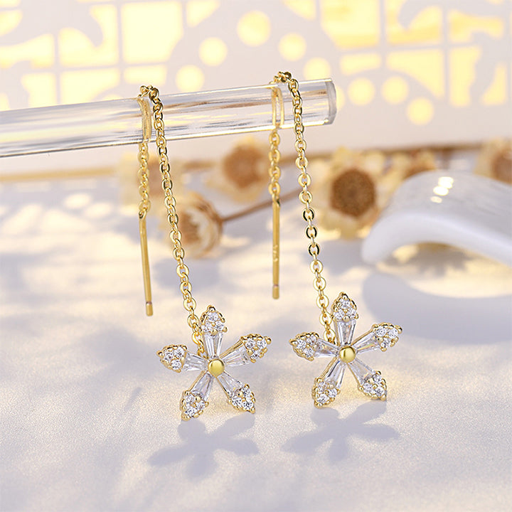 Biancat™ FloraTrim Crystal Flower Long Earrings